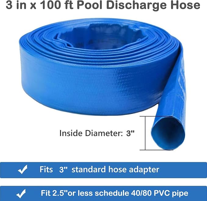 3” Diameter x 100' Blue Backwash Hose - Image 4