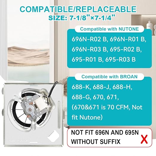 【Upgrade Pure Copper】 696N-R02 B Unit 70CFM Fan, Compatible - Image 2