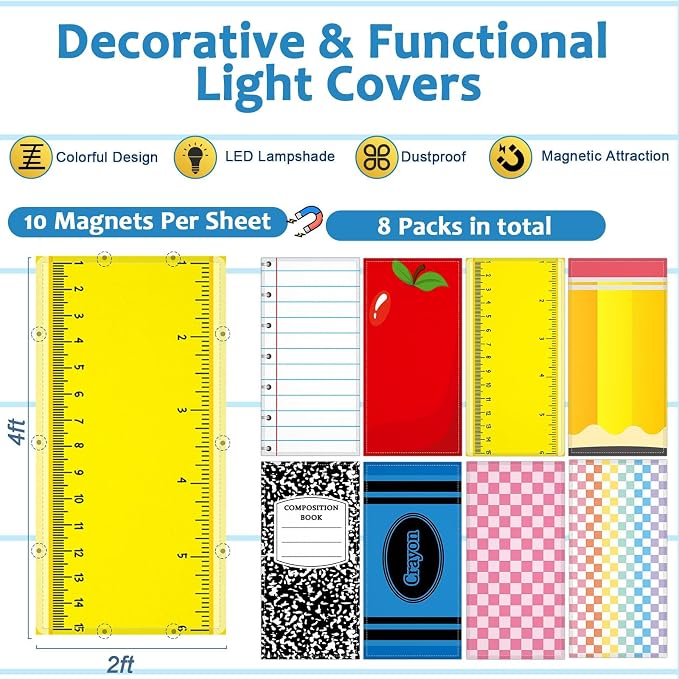 QOUBAI 8PCS Fluorescent Light Covers, 4x2 Feet Magnetic Light Cover Fluorescent - Image 2