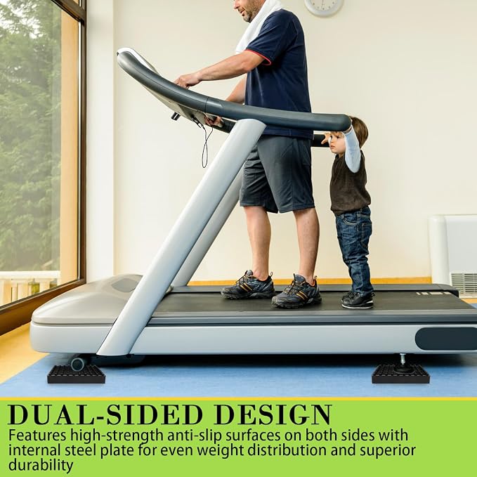 4 Pack Exercise Equipment Mat, Heavy Duty Thick Steel Embedded Rubber Pad - Image 2