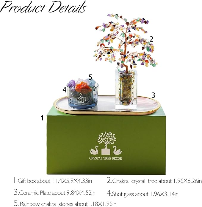 Runyangshi Chakra Crystal Tree of Life & Natural Crystal Ore Diffuser Set - Image 2