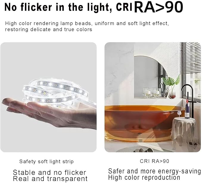 Semicircle Vanity Mirror with LED Lights, Dimmable LED Illuminated Bathroom - Image 8