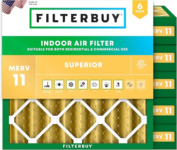 Filterbuy 25x25x4 Air Filter MERV 11 Superior Pet & Allergy Defense, by Filterbuy
