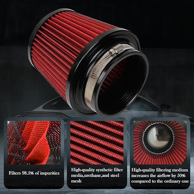 4" Inlet Car Performance Reusable Cold Air Intake Filter Universal 100mm - Image 4