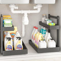 Under Sink Organizer - 1-Tier Pull Out Cabinet Organizer Vertical Slide Out Sink Shelf Storage Shelves for Multi-Purpose Bath Kitchen Bathroom Medicine (Black, 2 Packs)
