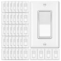 BESTTEN 40 Pack 3-Way Decorator Wall Light Switch, 15A 120V/277V, On/Off Rocker Paddle Wall Switch, Single Pole or Three Way, 3 Wire, w/Wall Plate, Residential and Commercial Grade, UL Listed, White