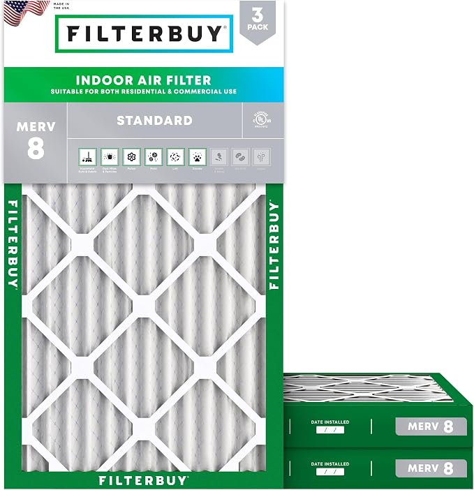 Filterbuy 12x24x2 Air Filter MERV 8 Essential Dust & Allergy Defense, by Filterbuy