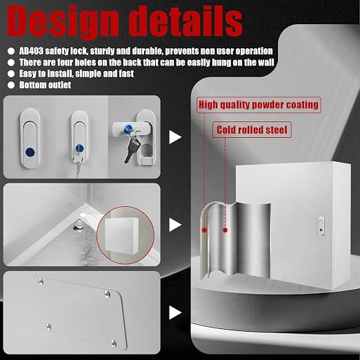 Electrical Box 24 x 20 x 8 Inch Indoor Outdoor Electrical Enclosure Box Steel - Image 5