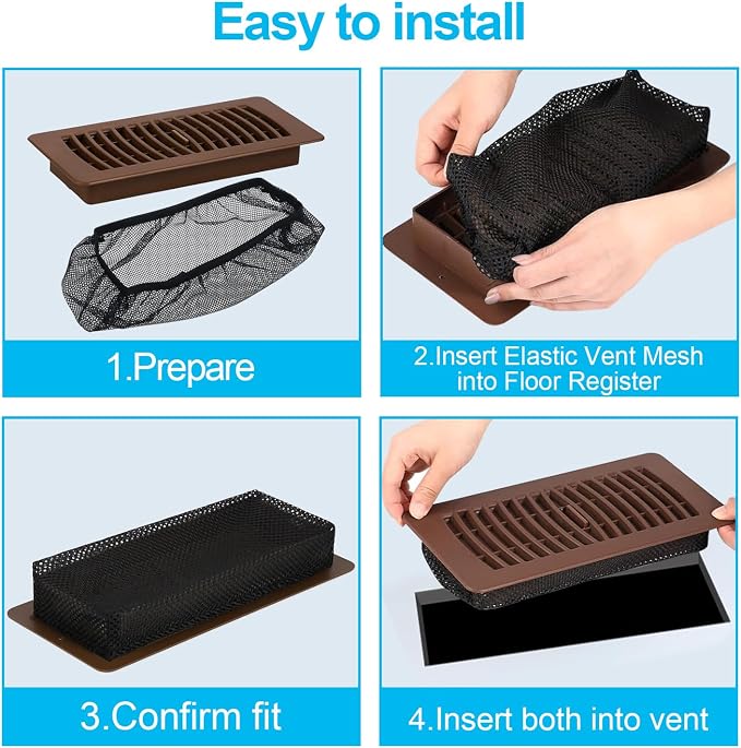 12 Pack Floor Register Cover Trap 4 X 12 Inch Vent Screen Net Black Air Vent - Image 3