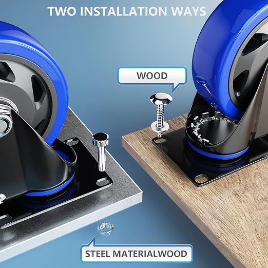 Caster Wheels 3 Inch, Swivel Casters Set of 4 Heavy Duty - Image 4