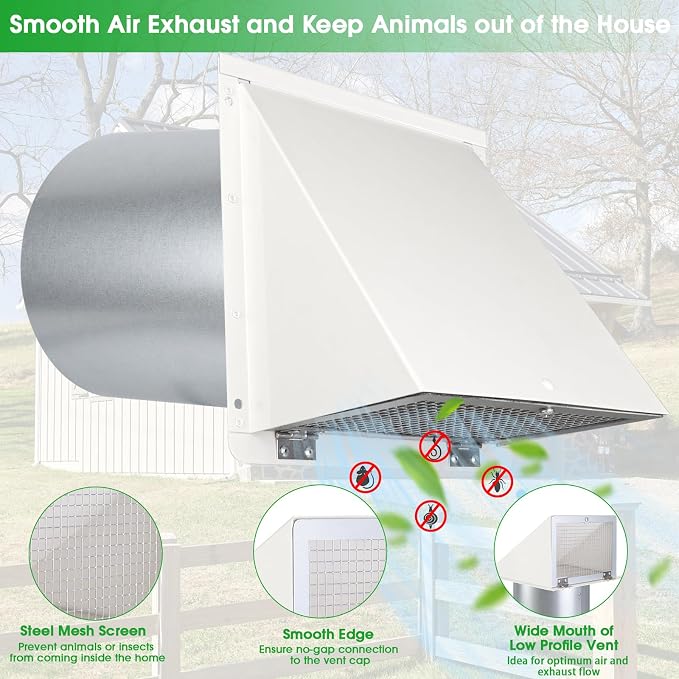 4Inch Dryer Vent Cover Outside, Exterior Vent Cover Dryer Wall Vent Exhaust - Image 3