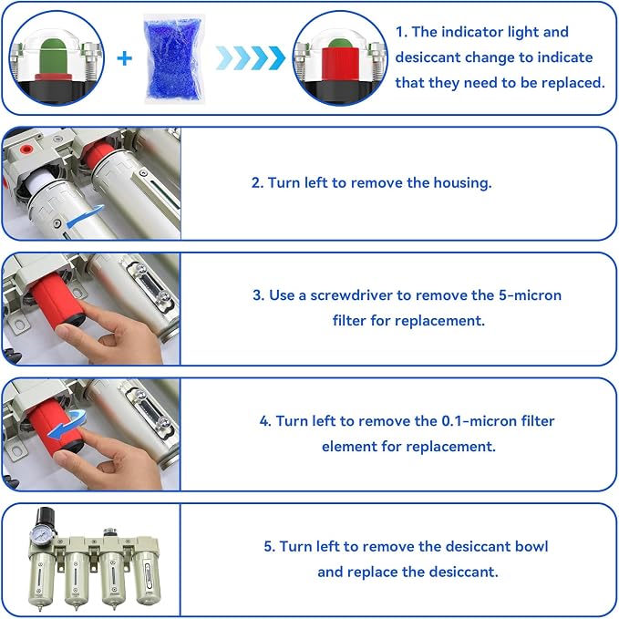 1/2" NPT Industrial Grade 4 Stage Air-Dryer-for-Compressor, - Image 7