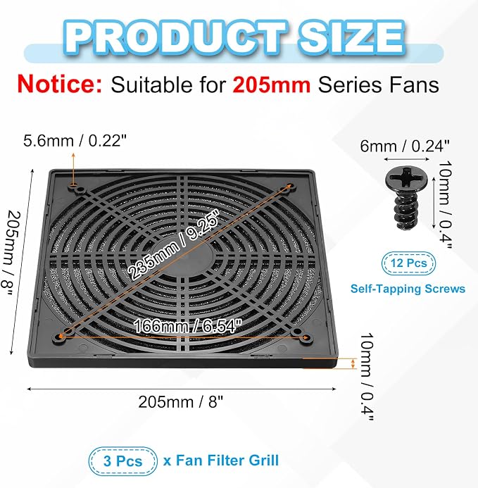 PATIKIL 200mm Fan Filter Grill - Image 2