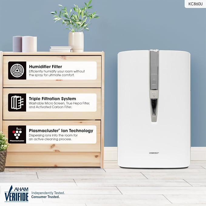 SHARP Air Purifier and Humidifier. Plasmacluster Ion Technology and Triple - Image 2