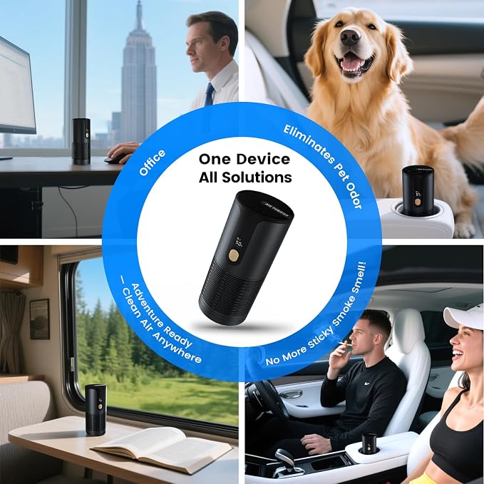 Mini Car Air Purifier-True HEPA Portable Small Air Purifier 15dB Quiet Cordless - Image 6