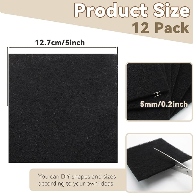 Biaungdo 12 Pack 5 Inch Sqaure Charcoal Filter Replacements - Image 4