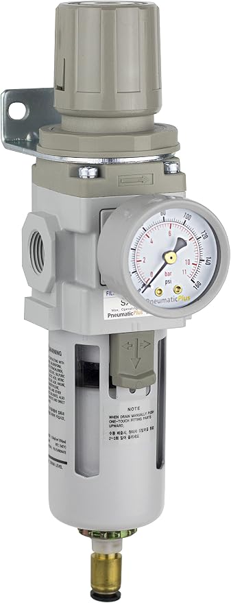 PneumaticPlus SAW300-N03BDG Compressed Air Filter Regulator Piggyback Combo by PneumaticPlus