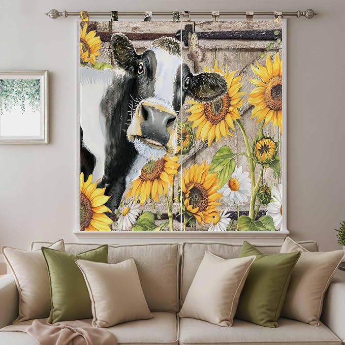 Retro Farmhouse Flower Living Room Curtains 84 Inch Length, Window Curtains Tab - Image 9