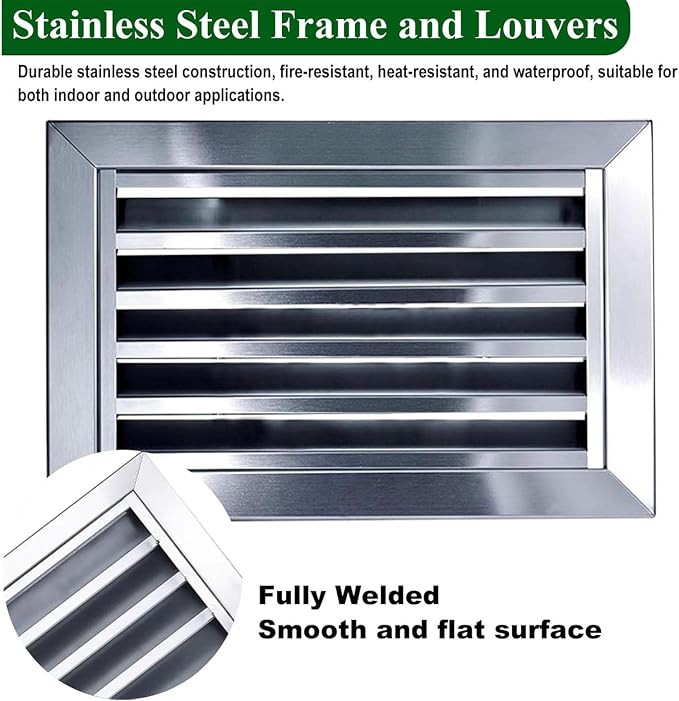 Heat Dissipation Louvered Vent Wall Gable Vents 304 Stainless Steel, - Image 5