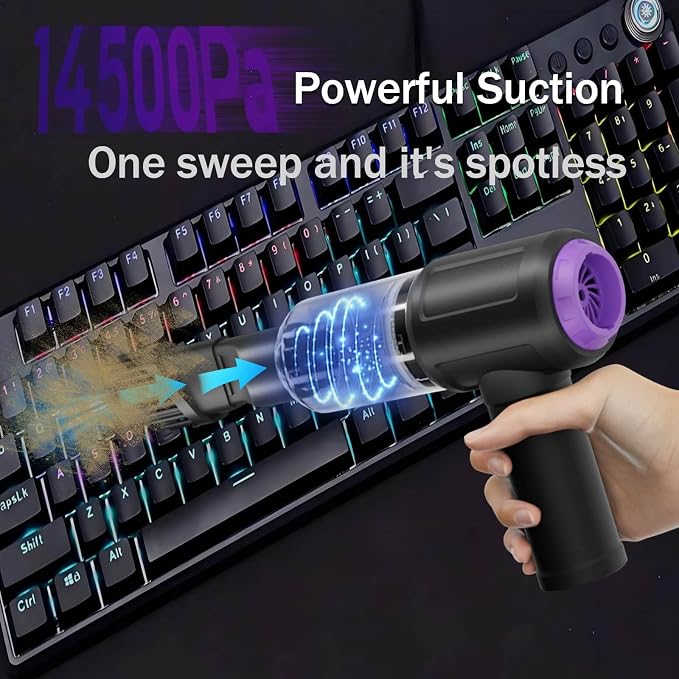 14500PA Computer Vacuum Cleaner Keyboard Cleaner Compressed Air Duster - Image 3