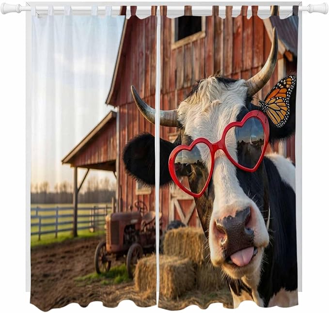 Farm Cows Living Room Curtains 84 Inch Length, Window Curtains Tab Top by Unknown