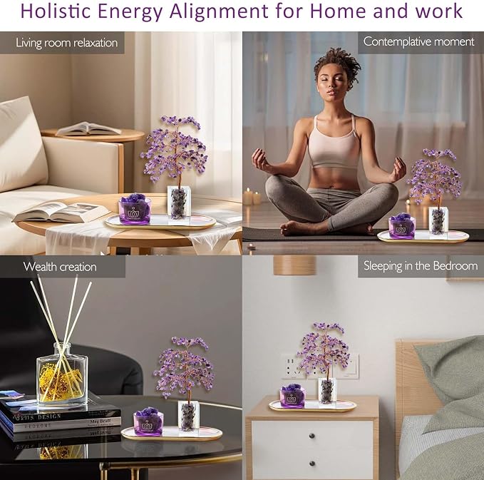 Runyangshi Amethyst Crystal Tree of Life & Natural Crystal Ore Diffuser Set - Image 7
