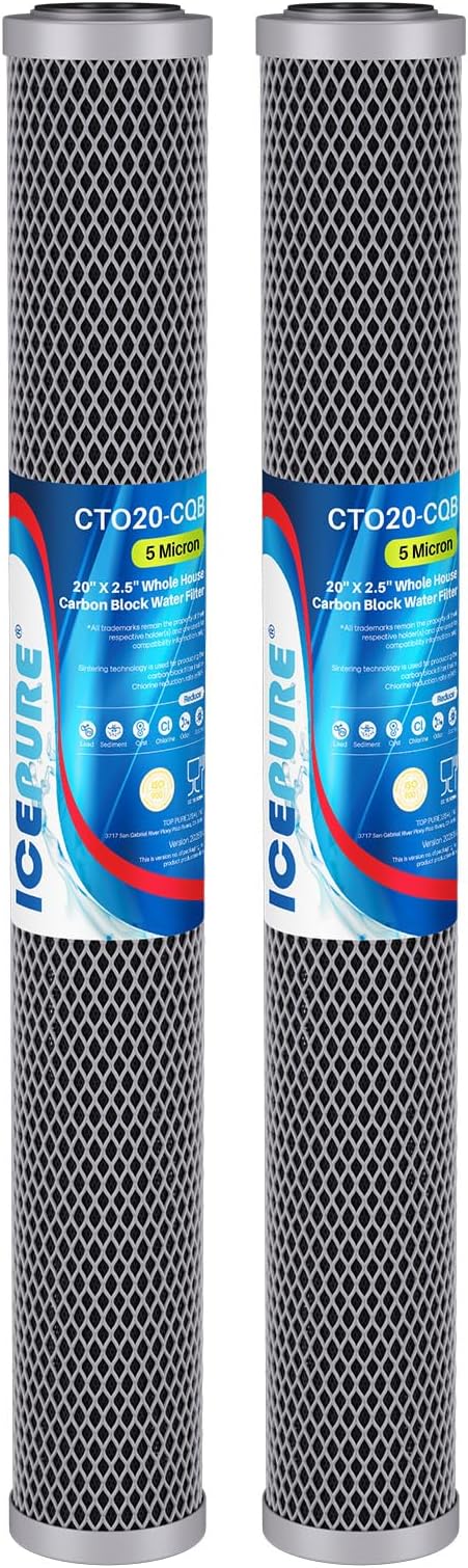 ICEPURE 20" x 2.5" Whole House Water Filter Upgraded Coconut Shell Activated by ICEPURE