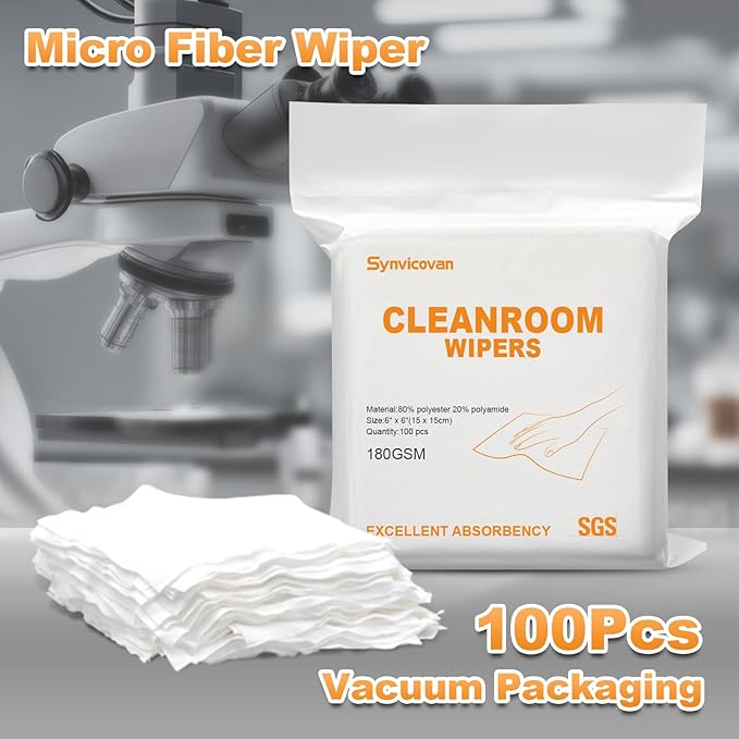 Microfiber Wipes 6"x6"(100 Pcs,Class 100, 200GSM) Superfine Lint Free Cloths Cleaning and Drying Cloths Reusable Ultra Absorbent for All Surface Types