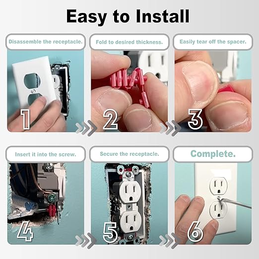 Outlet Spacers for Electrical Box, RonJea 96 PCS Switch and Receptacle Spacers for Loose Outlet Plug Fix, Electrical Extender Outlet Shims Light Switch Spacer