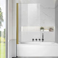 Frameless Tub Shower Door, Clear Tempered Glass Bathroom Shower Door 30" W*55" H, Hinged Foldable Bathtub Screen with Brushed Gold Wall Profile Support