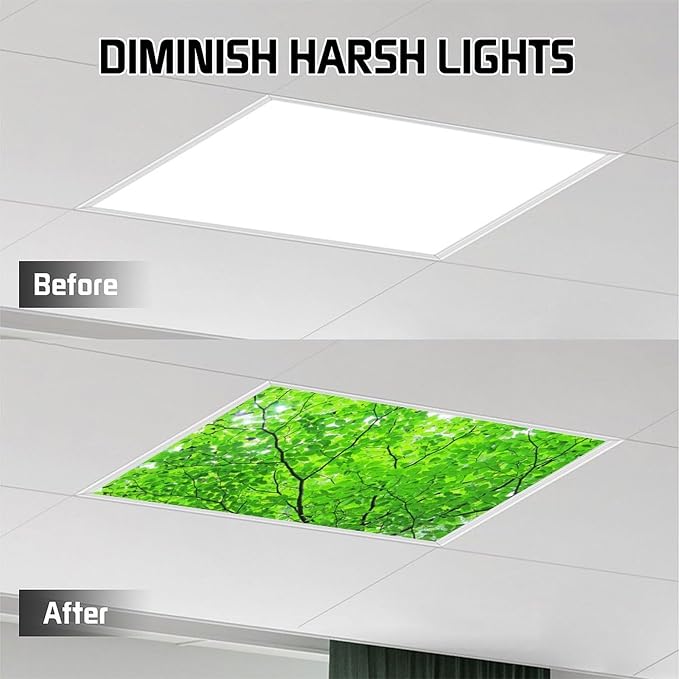 2 Pack Fluorescent Light Covers 4 X 2 Feet Green Forest Magnetic Light Cover - Image 5