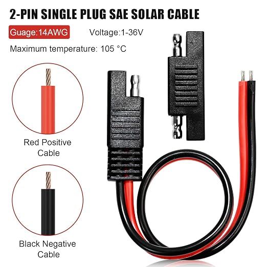 12Inch2Pcs 14Gauge 2Pin Polarized SAE Quick-Disconnect Wire Harness | 14Gauge - Image 3