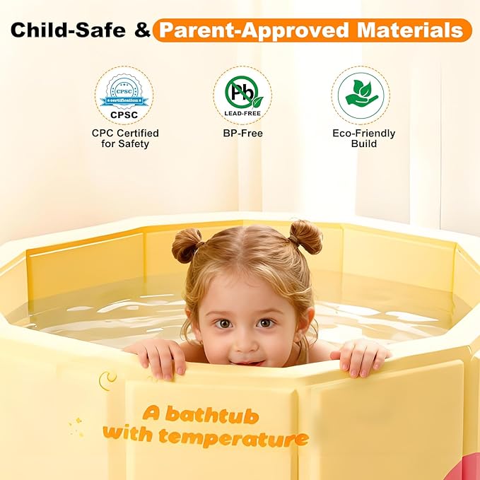 Portable Bathtub for Kids 27.5"x31.5" Collapsible Cold Plunge Bathtub Foldable No Installation Ice Bath Tub for Shower Stall, Bathroom Hot SPA Soaking Standing Tub