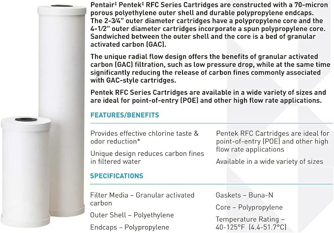 Pentair Pentek RFC-20BB Big Blue Carbon Water Filter, Whole House Heavy Duty - Image 4