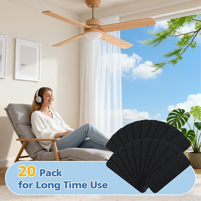 20 Pack Ceiling Fan Filters for Blades, Activated Coconut Shell Carbon Fan - Image 10