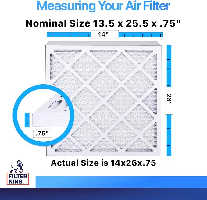 Filter King 13.5 x 25.5 x .75" Air Filter | 3-PACK | MERV 8 HVAC Pleated A/C - Image 2