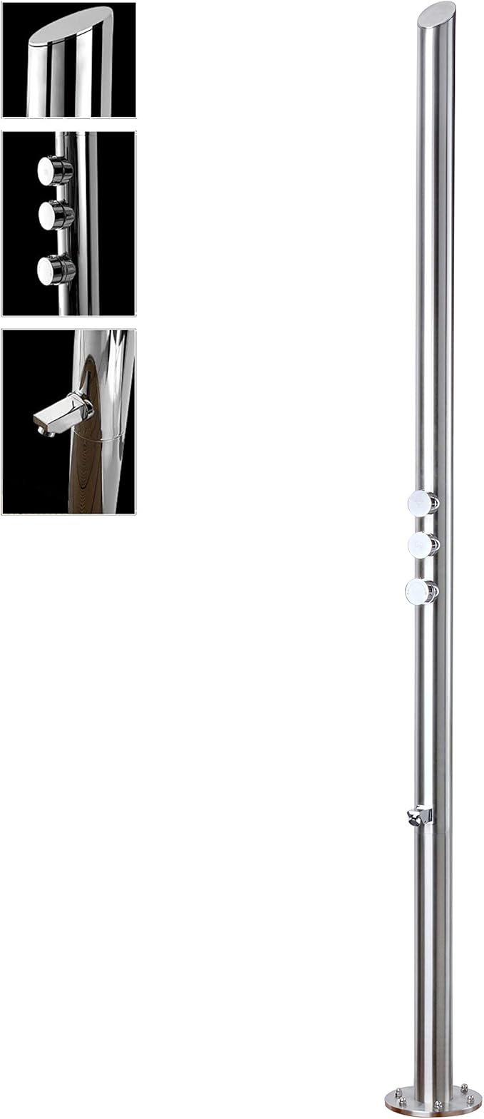 Wayime 85" Separable&Composable Free-Standing Brushed Stainless Steel 304 Waterfall Outdoor Shower with DOE Certificate