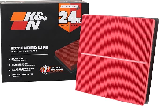 K&N Engine Air Filter: Extended Life 24, 000 Mile Replacement Air Filter: by KNEngineeringInc