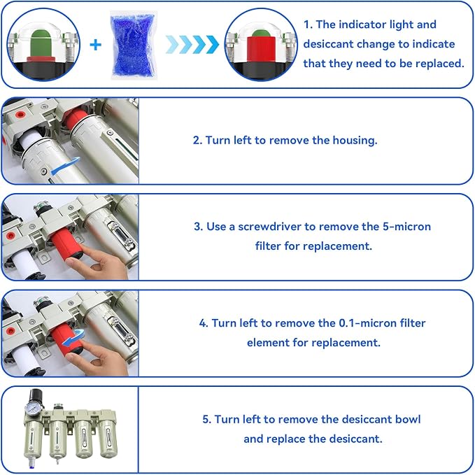 1/2" NPT Industrial Grade 4 Stage Air-Dryer-for-Compressor, - Image 7