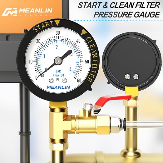 MEANLIN MEASURE 0~60Psi Plastic Frame 1/4" NPT Start and Clean Filter Pressure - Image 3