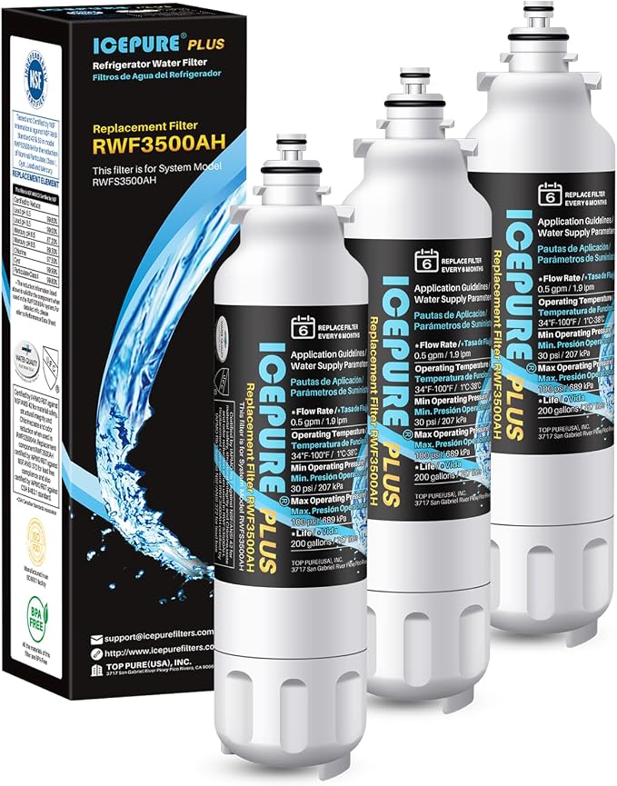 ICEPURE PLUS RWF3500AH NSF/ANSI 53 NSF/ANSI 42 Certified Refrigerator Water by ICEPURE
