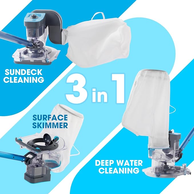 Cordless Rechargeable Pool Leaf Vacuum, Ultra Strong Suction, 3 in 1 Cleaning - Image 2