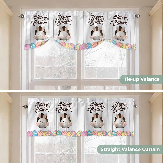 Grey Easter Tie Up Valance Curtains - Image 5