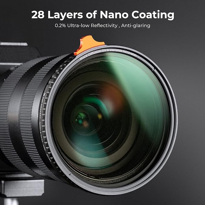 K&F CONCEPT 55mm Black Diffusion Mist 1/4 Effect & Variable ND2-400 Neutral - Image 4