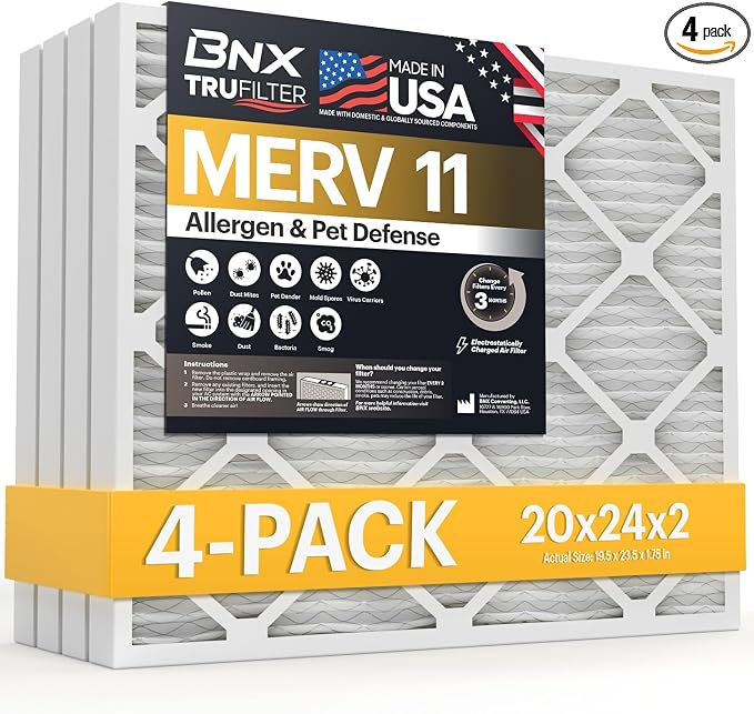 BNX TruFilter 20x24x2 Air Filter MERV 11 by BNX