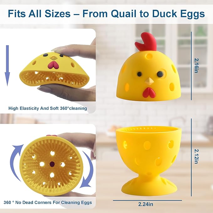 Egg Washer for Fresh Eggs, Egg Scrubber for Fresh Eggs, 2 Reusable Silicone - Image 3