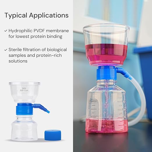 Pack of 4 Diposable Vacuum Filter Units 1000mL 0.2μm PVDF Hydrophilic Membrane - Image 4