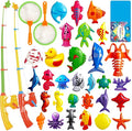 CozyBomB™ Magnetic Fishing Toys Game Set for Kids | Water Table Bathtub Kiddie Pool Party Pole Rod Net, Outdoor Plastic Floating Fish, Toddler Bath Color Ocean Sea Animals Birthday Gift Age 3-5 6 4-8