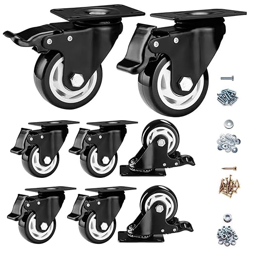 3" Swivel Casters Set of 8, Heavy Duty Locking Casters by CLOATFET