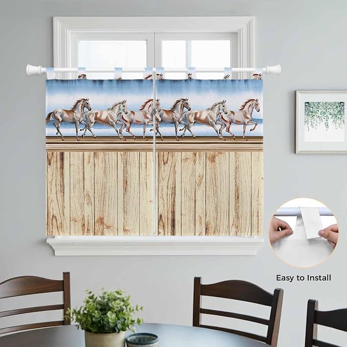 Western Horse Bedroom Curtains 63 Inch Length, Window Curtains Tab Top - Image 4